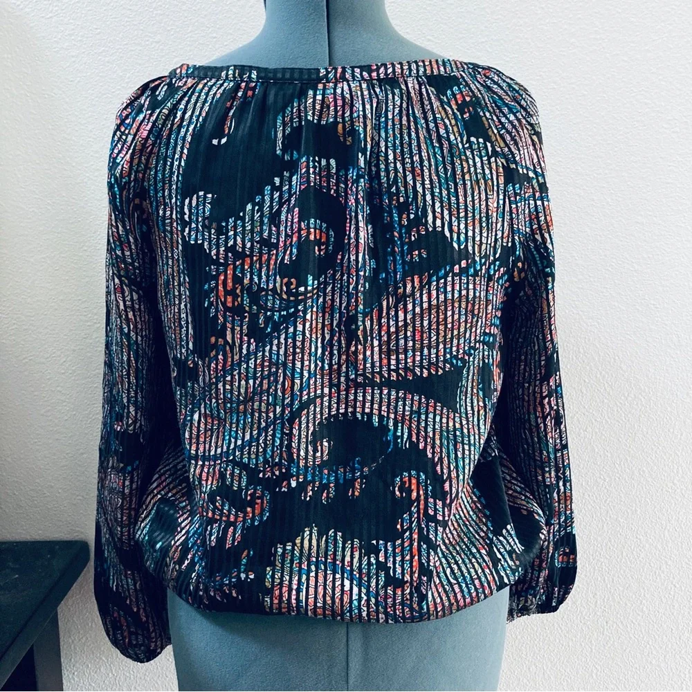 Anthropologie NWT Maeve Madeira Pattern Burnout Satin Blouse black paisley small - Picture 5 of 7